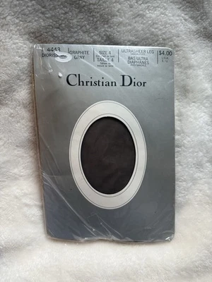 Pantimedias Christian Dior vintage para mujer talla 4 gris grafito ultra transparentes EE. UU. Foto 1 de 4