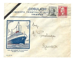 IT-03 ITALIA 1928 COSULICH SOCIETA' MARINA TRIESTE-GENOVA LETTERA NAVI MORTAGE PUBBLICITÀ - Foto 1 di 5
