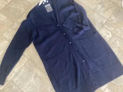 Cárdigan largo de mujer Denim + Company azul marino con botones talla MP nuevo con etiquetas Foto 1 de 2