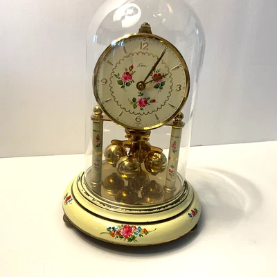 Vintage Kern Annerversary Clock Yellow Floral 8” Tall Untested - Image 1 of 4