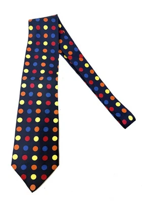 Corbata de seda manchada a lunares arco iris sarga acanalada azul marino hecha en Italia Etro Milano Foto 1 de 4