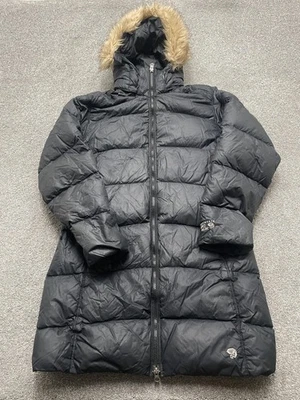 Abrigo Mountain Hardwear Mujer Mediano Negro Plumón Puffer Parka Capucha Piel Sintética Largo Foto 1 de 4