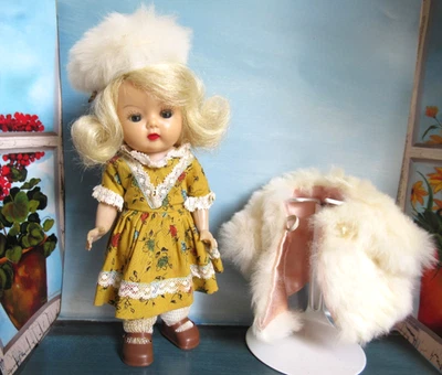 Muñeca Nancy Ann Muffie Años 50 Rubio Platino Azul Piel Real Sombrero Abrigo No Caminante De Colección Foto 1 de 4