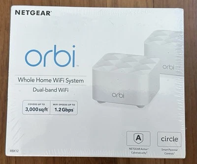 NEW NETGEAR Orbi RBK12 Whole Home Dual Band Mesh Wi-Fi System cover 3000 sq ft - Image 1 of 3