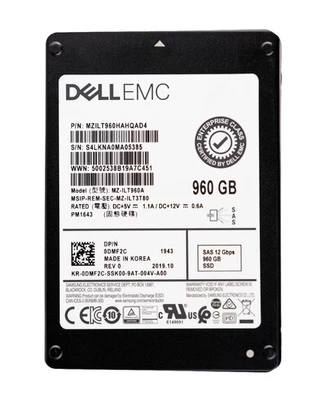 Hard drive Dell 960GB SSD SAS 12G 2.5" RI DMF2C - Bild 1 von 2