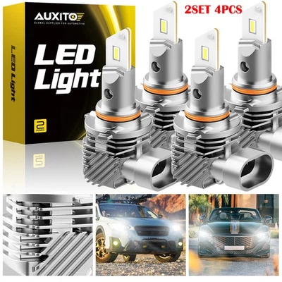 4X AUXITO Combo 9005 LED Headlight High Low Beam Fog Light White CANBUS Q10 EAH - Image 1 of 4