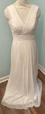 Maxi Vestido Jasmine B2 Talla 6 Mujer Blanco Off Cuello en V Plisado Gasa Capas Transparentes Foto 1 de 4