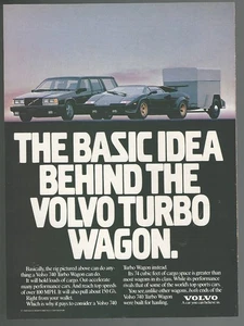 1990 VOLVO Turbo Wagon advertisement, with Lamborghini Countach pulling trailer - Picture 1 of 3