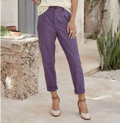 Pantalones Sundance Life Of Dreams para mujer talla 16 púrpura patrón de guinga cintura alta Foto 1 de 4