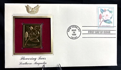 Flowering Trees ~ Southern Magnolia-1st day issue-Golden Replica MH - Image 1 of 4