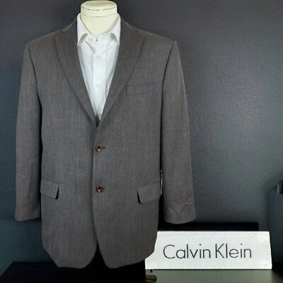 Calvin Klein Sport пальто Blazer мужской 44R коричневый елочка мягкий твид - Изображение 1 из 4