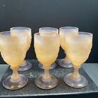 6 Degenhart Glass 1971 Peach Blo Daisy &amp; Button Pattern Wine Water Goblet