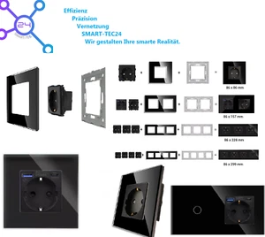Touch Lichtschalter Steckdosen Module Schuko, Wechselschalter, WiFi, USB Schwarz - Bild 1 von 32