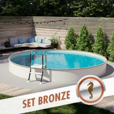 Stahlwandpool SET BRONZE Ø 4,50 x 1,20 m SAND teilversenkter Einbau | V2A Leiter - Bild 1 von 4