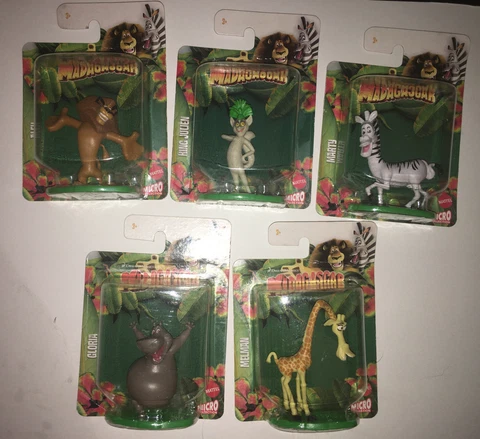 Dreamworks• Madagascar• Lot Of 5:Melman/Gloria/Alex/Marty/King-Micro Figures/NEW Cover