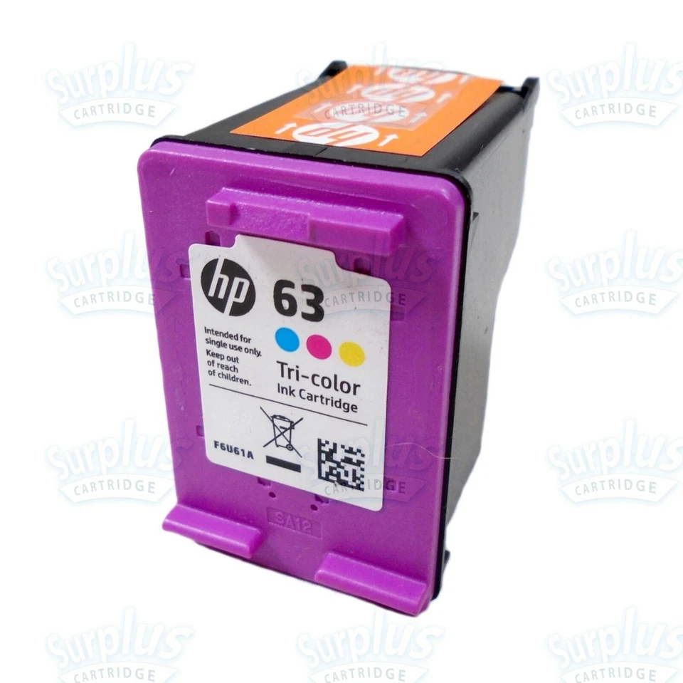 Genuine HP 63 Color Ink ENVY 4511 4512 4520 4522 4524 DeskJet 3634 2130 - Image 1 of 1
