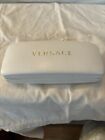 VERSACE Eyeglass/Sunglass Hard Clamshell Case White Faux Leather Gold Logo