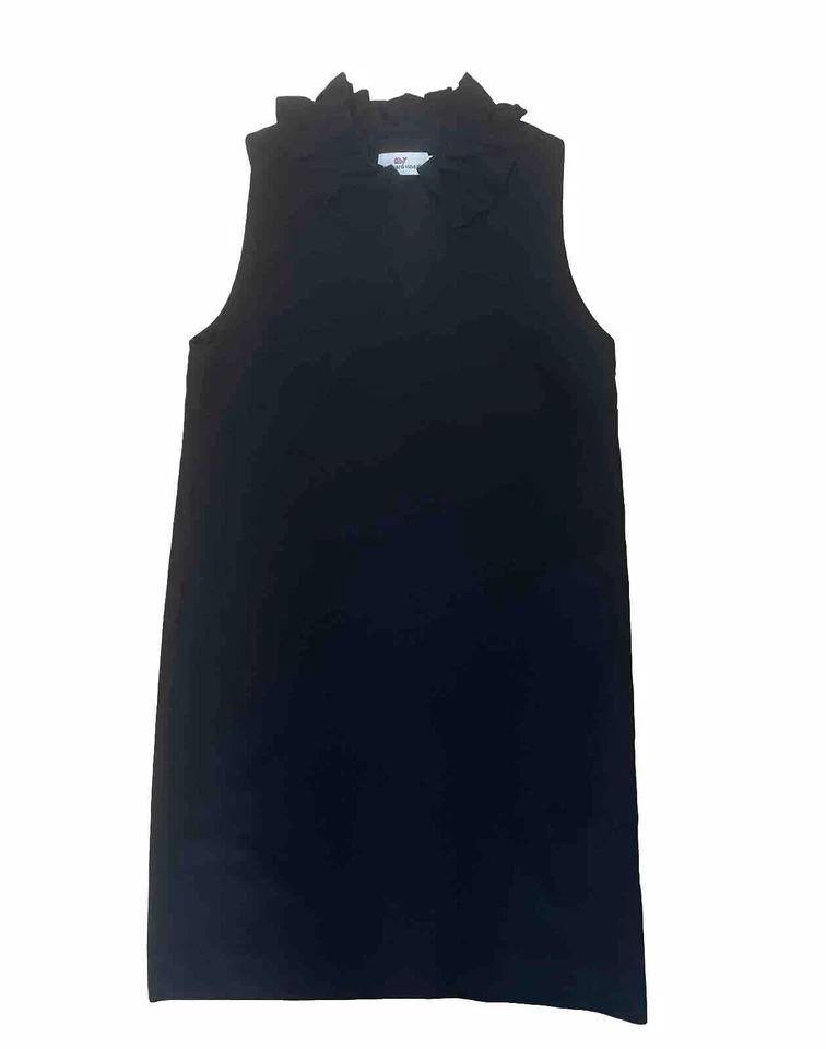 Mini Vestido Vineyard Vines Negro Sobre la Rodilla con Volantes Cuello en V Para Mujer Talla 2 Usado en Excelente Condición Foto 1 de 4