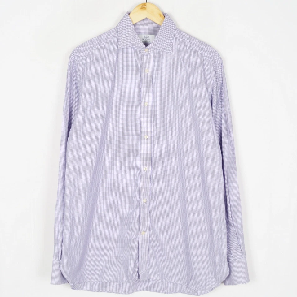 Camicia formale uomo BOGGI MILANO taglia 41 16 regular fit viola check ma11057 - Immagine 1 di 4