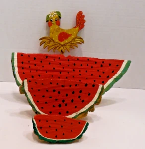 3 Wooden Watermelons Plus a Happy Wooden Hen - Picture 1 of 3