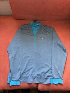 Nike Tiger Woods 1/4 Zip Golf Jacket Mens Large Blade Collar Grey and Blue - Picture 1 of 4