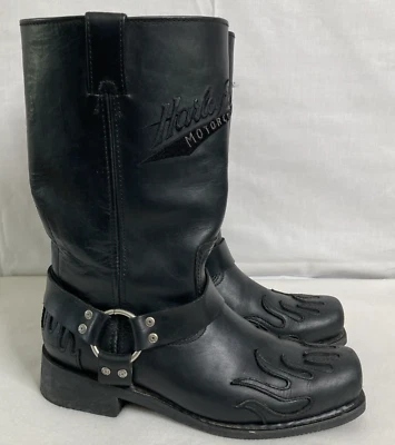 Harley Davidson Men’s Sz 10 Flamed Harness Motorcycle Boots 95206 Black Leather - Image 1 of 4