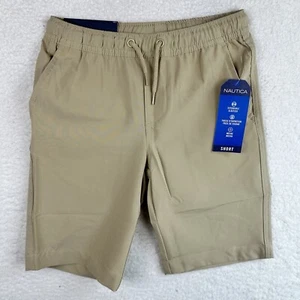 Nautica Boy School Uniform Performance Stretch Easy Care Short Lowell Khaki - Picture 1 of 20