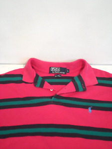 Ralph Lauren Mens Shirt Size Large Striped Pink  Green Heather Polo Top USA Made