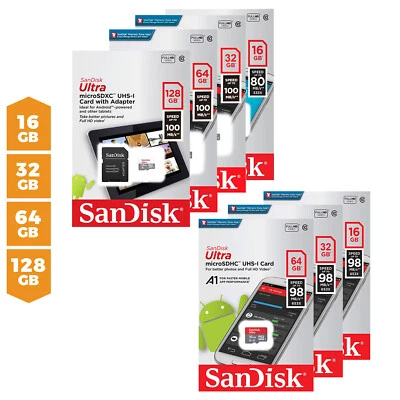 Tarjeta de memoria SanDisk MicroSD 16 GB 32 GB 64 GB 128 GB Clase 10 con adaptador - por lote Foto 1 de 3