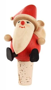 Miniature Santa Claus with Cork (Bottle Stopper) H=11cm NEW Wooden Figure - Picture 1 of 1