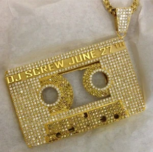 Men's Customized Dog Tag Name "DJ Screw " Pendant in Silver Yellow Gold Plated - Picture 1 of 5