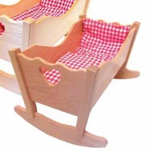 Puppenspielzeug Wiege L/B/H 58/ 43/ 37cm NEU Kinderwiege Holzwiege Puppenwiege - Picture 1 of 1