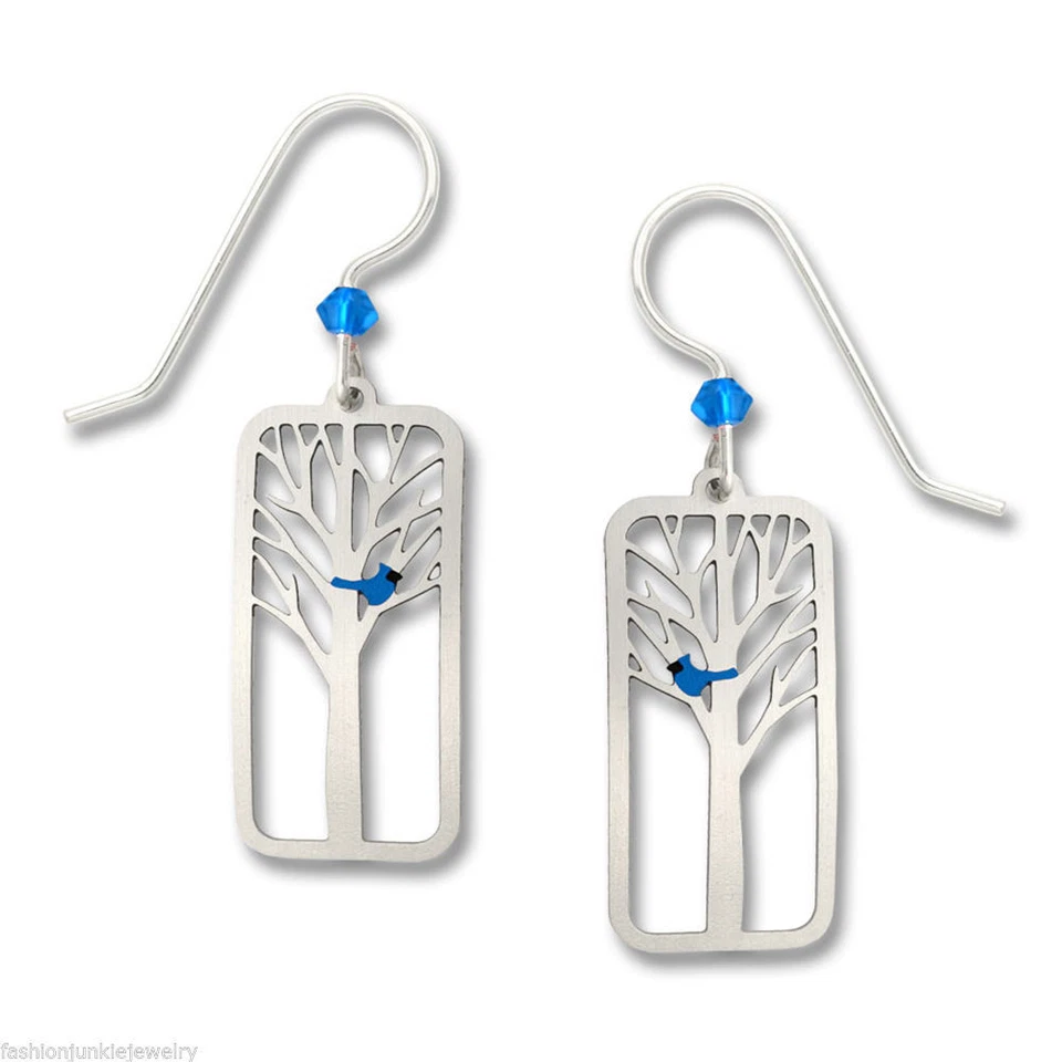 蓝鸟耳环 - 925 纯银耳线 - 蓝色杰伊鸟树珠宝首饰 — 第 1/1 张图片