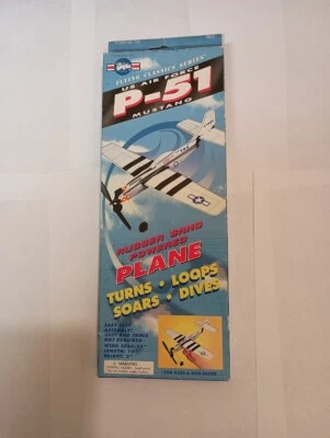 Gayla U.S. P-51 Mustang WWII Flying Model Plane Kit #732 Rubber Band Powered NEW - Image 1 of 2