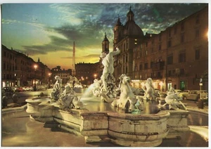 Postal Plurigrama Terni Roma - Roma, Italia - Plaza Navona - Imagen 1 de 2