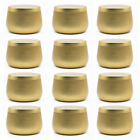 12pcs Tea Jars Can Round Candle Making Tins Candy Jewelry Storage Box Craft Gold