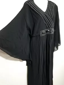 Maxi abito Abaya caftano Jellabiya Farasha abito da sera butterfly look free size - Foto 1 di 4