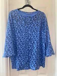 CIACKER FACTORY Stampato Leopardo Grosso Top LT. BLU taglia GRANDE - Foto 1 di 4