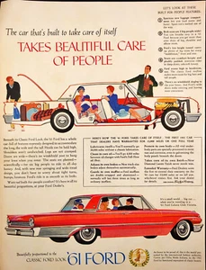 Coche Ford Galaxie Club Victoria 1960 clásico '61 vintage impreso anuncio familiar rojo - Imagen 1 de 3