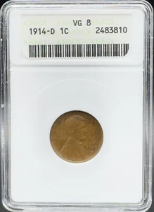 1914-D Lincoln Wheat Cent ANACS VG 8 Old Soapbox Holder - Picture 1 of 4