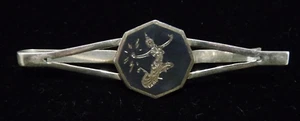 VINTAGE ASIAN SIAM STERLING SILVER & BLACK ENAMEL DANCING WARRIOR MONEY CLIP - Picture 1 of 6