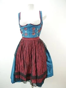 Fesch türkis mit Balkonett und Applikation süßes Dirndl mit Schürze Gr.40 - Bild 1 von 6