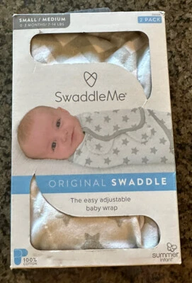 Paquete de 2 envolturas ajustables para bebé SwaddleMe de verano pequeñas/medianas 0-3 mos 7-14 lb Foto 1 de 2