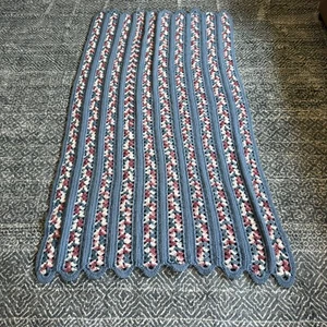 Vintage Hand Made Crochet Afghan Blanket Throw Blue Pink White 36x62 - Picture 1 of 5