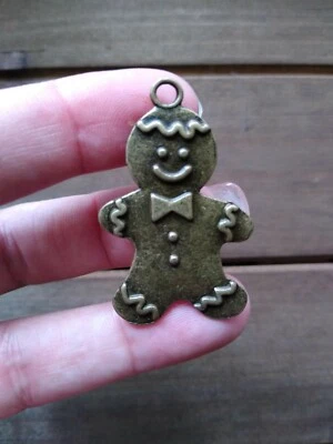 10 peças pingente grande pão de gengibre homem berloques reversível Natal (1 5/8"x1 1/8") - Imagem 1 de 4