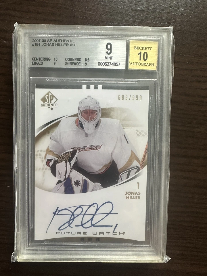 2007-08 SP AUTHENTIC JONAS HILLER FUTURE WATCH AUTO /999 #191 BGS 9 & Auto 10 - Image 1 of 2
