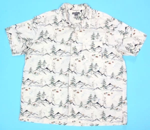 Eddie Bauer Mens Baja Camp Shirt Button Up Camping Fishing Print Beige sz XL 240 - Picture 1 of 5