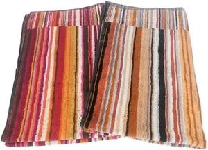 MISSONI BATH TOWELS SET COTTON RED-BROWN 70x115cm 27.5x45" branded pack FIZZ 100 - Picture 1 of 12