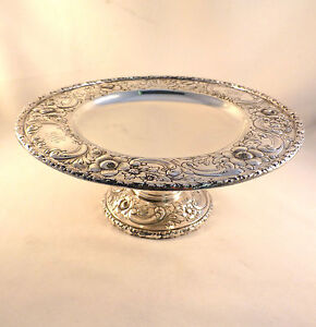 Exquisite Repoussed Sterling-Reed & Barton Compote-9" Diameter