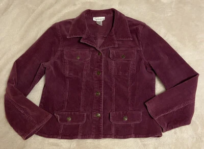 Chaqueta para mujer Chadwicks 12P pana ropa exterior abotonada borgoña roja occidental Foto 1 de 4